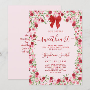A Little Sweetheart is on the way Baby Shower Girl 招待状