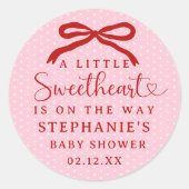 A Little Sweetheart Is On The Way Girl Baby Shower ラウンドシール (正面)