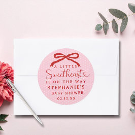 A Little Sweetheart Is On The Way Girl Baby Shower ラウンドシール