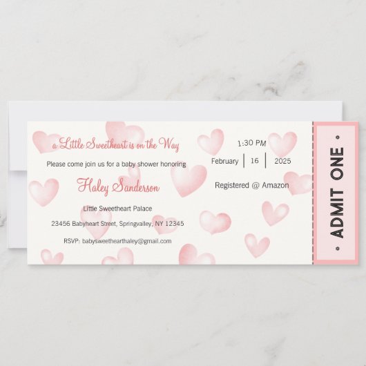 A Little Sweetheart is on the Way Invitation 招待状 (正面)