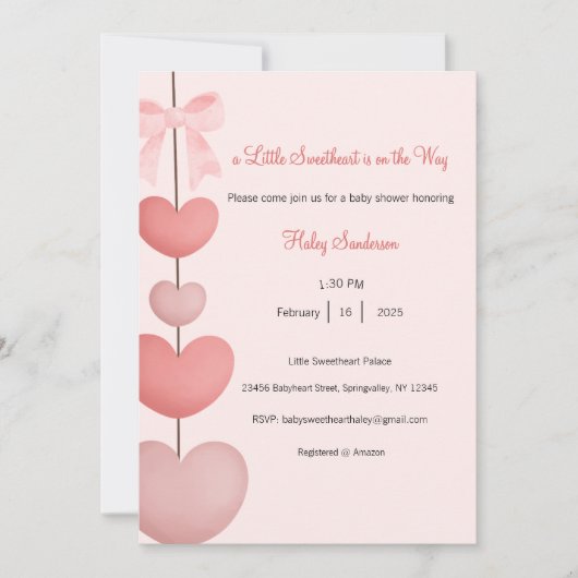 A Little Sweetheart is on the Way Invitation 招待状 (正面)