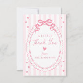 A Little Sweetheart Pink Bow Baby Shower サンキューカード (正面)