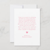 A Little Sweetheart Pink Bow Baby Shower サンキューカード (裏面)