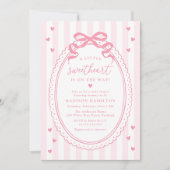 A Little Sweetheart Pink Bow Baby Shower 招待状 (正面)