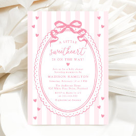 A Little Sweetheart Pink Bow Baby Shower 招待状
