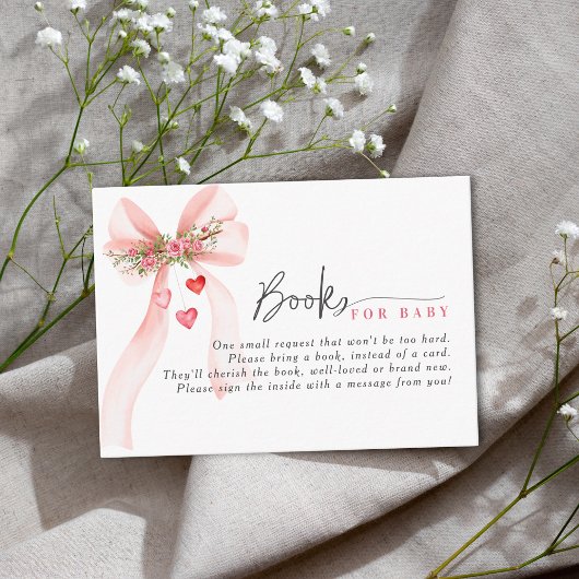 A little Sweetheart Pink bow Valentine Baby shower エンクロージャーカード