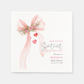 A little Sweetheart Pink bow Valentine Baby shower スタンダードカクテルナプキン (正面)