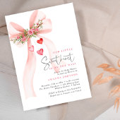 A little Sweetheart Pink bow Valentine Baby shower 招待状