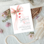 A little Sweetheart Pink bow Valentine Baby shower 招待状