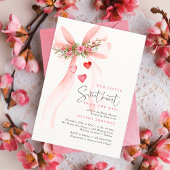 A little Sweetheart Pink bow Valentine Baby shower 招待状