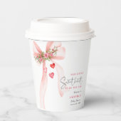 A little Sweetheart Pink bow Valentine Baby shower 紙コップ (正面)
