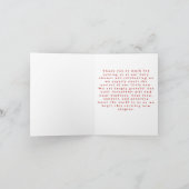 A Little Sweetheart Pink Red Bow Girl Baby Shower サンキューカード (内部)