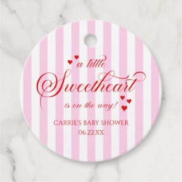 A Little Sweetheart Pink Red Hearts Baby Shower フェイバータグ