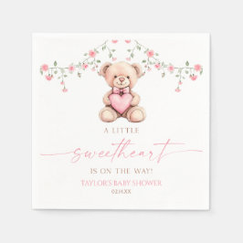 A Little Sweetheart Pink Teddy Bear Baby Shower スタンダードカクテルナプキン