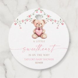 A Little Sweetheart Pink Teddy Bear Baby Shower フェイバータグ
