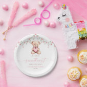 A Little Sweetheart Pink Teddy Bear Baby Shower ペーパープレート (パーティー)