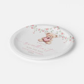 A Little Sweetheart Pink Teddy Bear Baby Shower ペーパープレート (アングル)