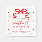 A Little Sweetheart Red Bow Baby Shower スタンダードカクテルナプキン (正面)