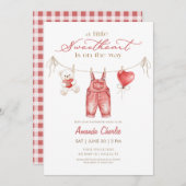 A little sweetheart Red Boy Baby shower  招待状 (正面/裏面)