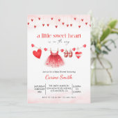 A  Little Sweetheart red Girl Baby Shower  招待状 (スタンド正面)