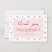 A Little Sweetheart Valentine Bow Baby Shower サンキューカード (正面)