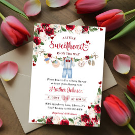 A Little Sweetheart Valentine Boy Baby Shower 招待状