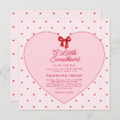 A Little Sweetheart Valentine Coquette Baby Shower 招待状 (正面/裏面)