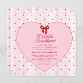 A Little Sweetheart Valentine Coquette Baby Shower 招待状 (正面/裏面)