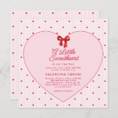 A Little Sweetheart Valentine Coquette Baby Shower 招待状 (正面/裏面)