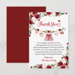 A Little Sweetheart Valentine Girl Baby Shower サンキューカード