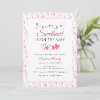 A Little SweetHeart Valentine Hearts Baby Shower 招待状