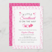 A Little SweetHeart Valentine Hearts Baby Shower 招待状 (正面/裏面)