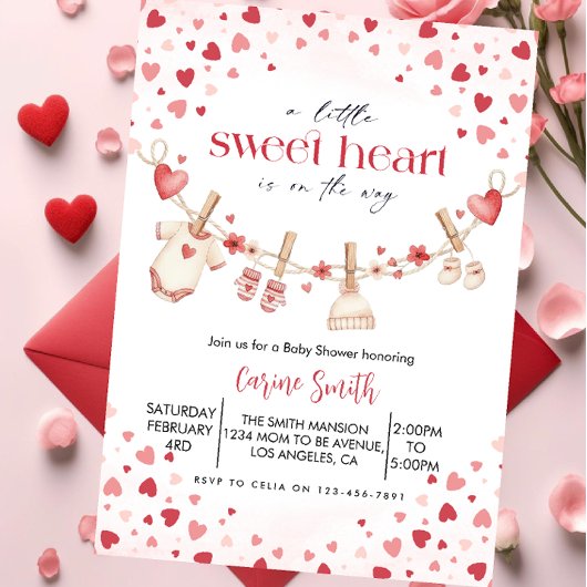 A  Little Sweetheart valentine's Baby Shower   招待状