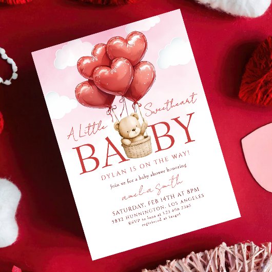 a little sweetheart Valentines Baby shower 招待状