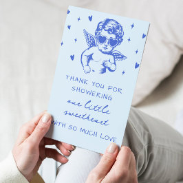 A Little Sweetheart Valentines Boy Baby Shower サンキューカード