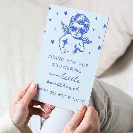 A Little Sweetheart Valentines Boy Baby Shower サンキューカード