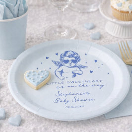 A Little Sweetheart Valentines Boy Baby Shower ペーパープレート