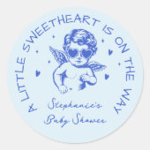 A Little Sweetheart Valentines Boy Baby Shower ラウンドシール (正面)