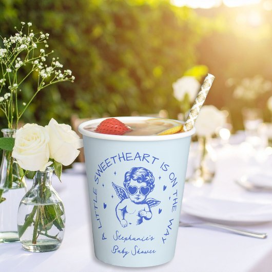 A Little Sweetheart Valentines Boy Baby Shower 紙コップ