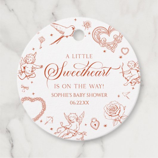 A Little Sweetheart Valentine's Day Baby Shower フェイバータグ (正面)