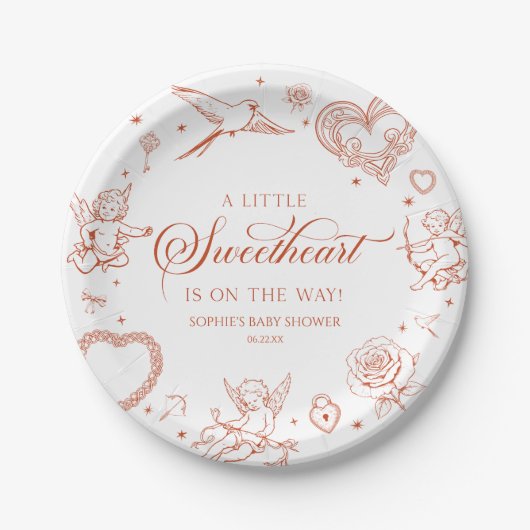 A Little Sweetheart Valentine's Day Baby Shower ペーパープレート (正面)