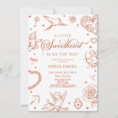 A Little Sweetheart Valentine's Day Baby Shower 招待状 (正面)