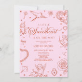 A Little Sweetheart Valentine's Day Baby Shower 招待状 (正面)