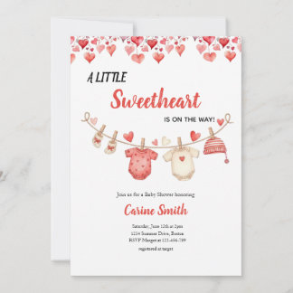 A little Sweetheart Valentine's Girl Baby Shower  招待状