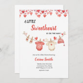A little Sweetheart Valentine's Girl Baby Shower  招待状 (正面/裏面)