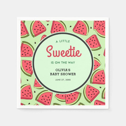 A Little Sweetie Summer Watermelon Baby Shower  スタンダードカクテルナプキン (正面)