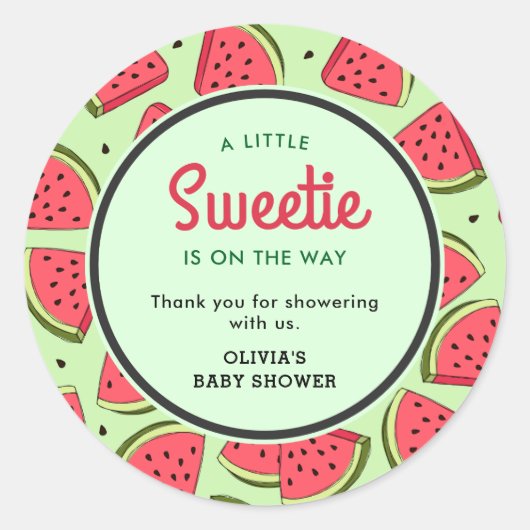 A Little Sweetie Watermelon Baby Shower Thank You  ラウンドシール (正面)