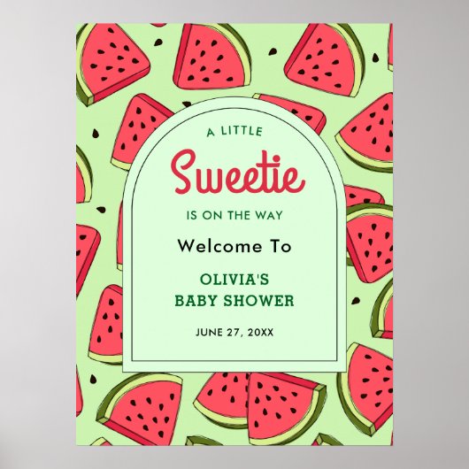 A Little Sweetie Watermelon Baby Shower Welcome  ポスター (正面)