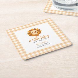 A Little Turkey Fall Baby Shower Thanksgiving スクエアペーパーコースター