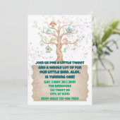 A Little Tweet, Birds Watercolor 1st Birthday 招待状 (スタンド正面)